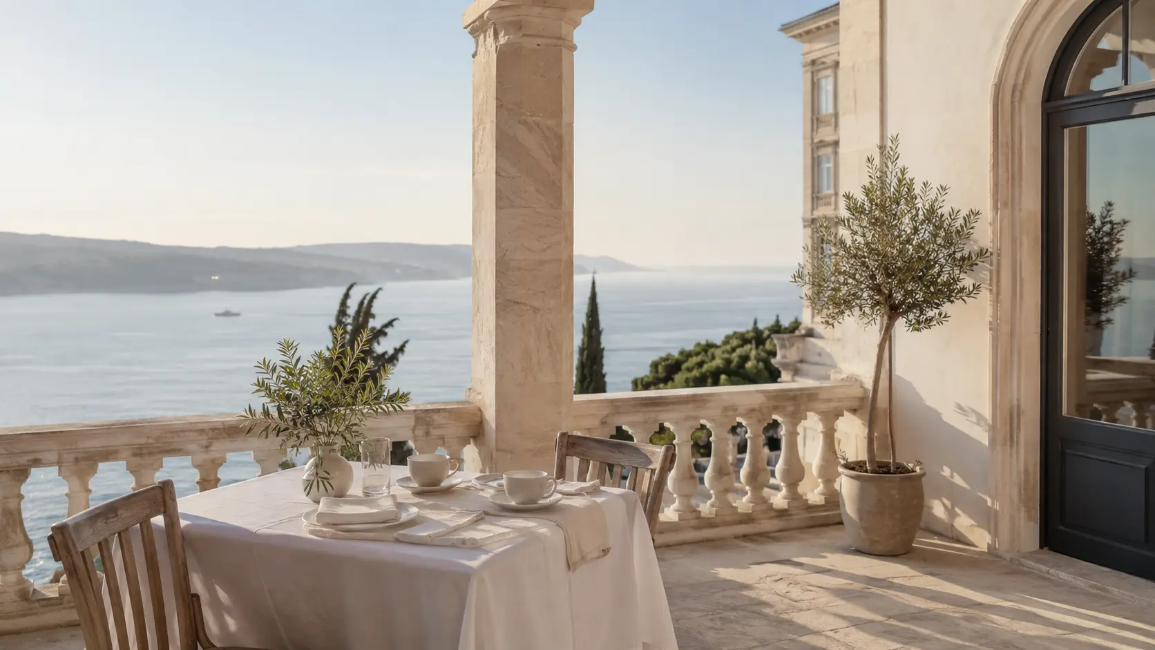 Terrazza di Casa Lume affacciata sul Golfo di Trieste